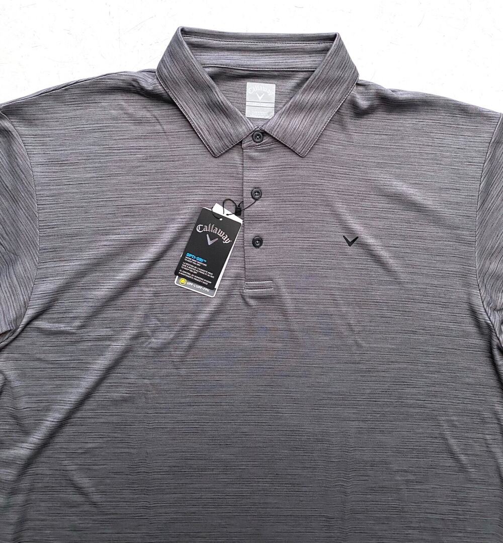 Callaway Nwt Polo Shirt Opti-Dri Golf Black Heather Gray Shirt Large Tall LT